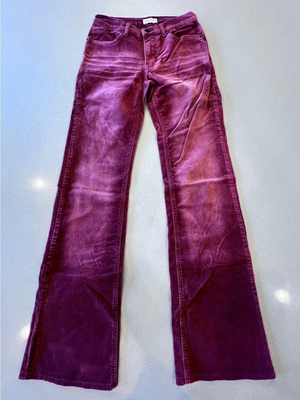 Flared Velvet Feel Stretch Rust Red Pant Small Coastal Cowgirl Festival Boho